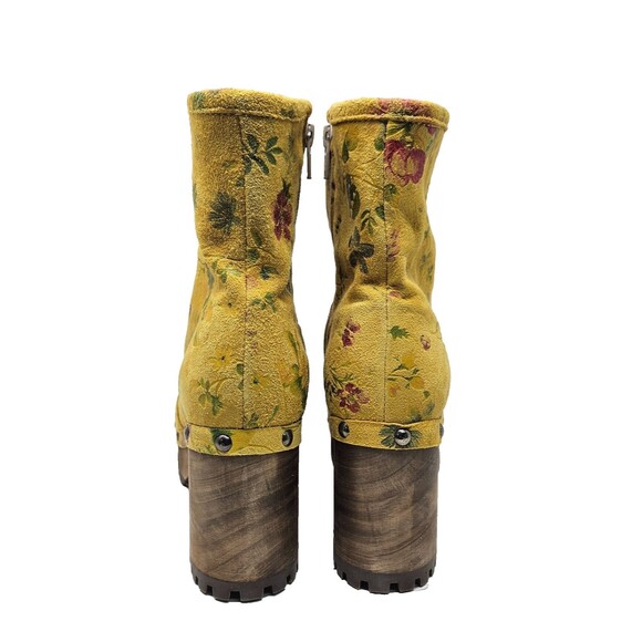GRUNBEIN Bella Clog Boots 39 Yellow Floral Suede Handmade Sustainable Bohemian - Picture 8 of 12
